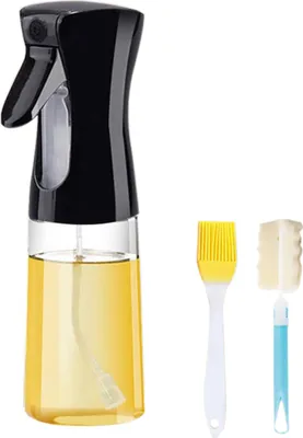 Produktbild von Olivenöl Ölsprüher - Glas und Edelstahl Öl Sprühflasche - Ölsprüher für Speiseöl - Ölspray zum Kochen - Olive Oil Sprayer（weiß, Ölpinsel + Schwammpinsel）