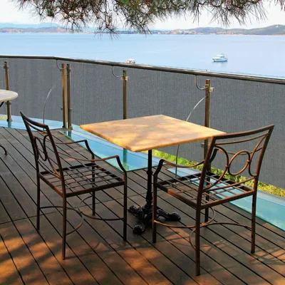 Produktbild von Deco4Me Balkon Sichtschutz ohne Bohren mit Ösen – Balkonbespannung wetterfest & UV-beständig – 90 x 500 cm, Grau