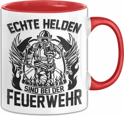 Produktbild von Feuerwehr Tasse Geschenk Echte Helfen Sind Bei Der Feuerwehr Kaffee-Becher Geschenkidee Feuerwehrmann (Rot)