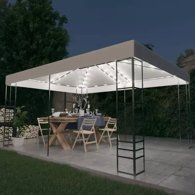 Image de Pavillon avec guirlande lumineuse LED 4x3x2,7 m Blanc