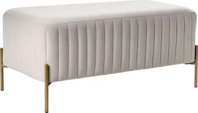 Produktbild von BELIANI Bank Cremeweiß Samt mit Goldenen Metallbeinen 97 x 47 cm Rechteckig Glamouröser Stil Sitzbank Bettbank Wohnzimmer Schlafzimmer Flur