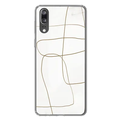 Produktbild von MuchoWow® Handyhülle Schutzhülle Hülle für Huawei P20 Kunst - Braun - Weiß - Abstrakt Silikon Softcase Handy Hülle - Hardcover