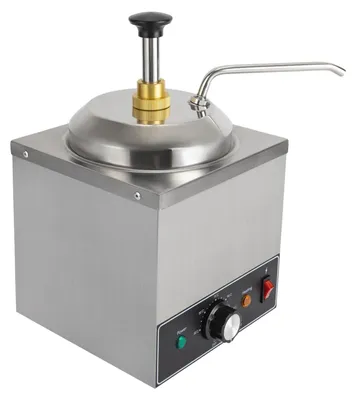 Produktbild von Gewerblicher Soßenspender - Elektrischer Käse- und Schokoladensaucenwärmer - 2 l Volumen - 650 W Leistung - 220 V - Einzelkopf - Edelstahl 201 - Silber