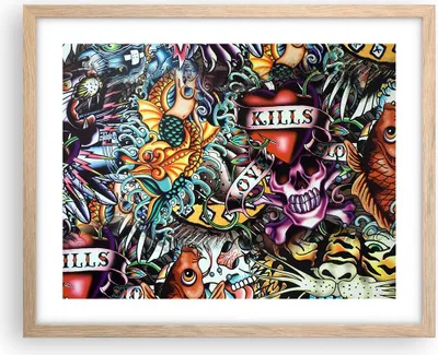 Produktbild von Gerahmtes Poster - Rahmen in heller Eiche - Graffiti modern - 50x40 cm - Wand Bild - Wanddeko - Wandbilder - Kunstposter - Wandposter - Bilderrahmen - Bilder - Kunstdruck - Wandbild - P2NAA50x40-3759