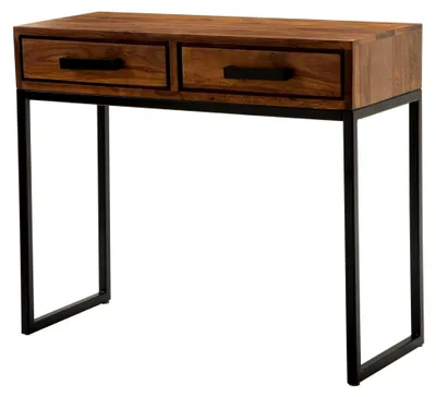 Produktbild von Konsolentisch aus Sheesham Massivholz und Metall 90x76x36 cm, Flurtisch, Anrichte, schmaler Wohnzimmertisch, moderner Schreibtisch