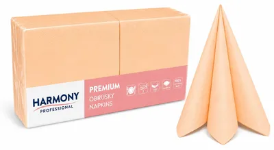 Produktbild von Zelltuchservietten 33 x 33 cm, 3-lagig, 1/4  Falz, 500 St./ Pack Apricot - 500 Stück