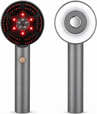 Productafbeelding van Hoofdmassageapparaat, elektrisch hoofdhuidmassageborstel met haarolie-applicator, 3 lichtmodi, 72 borstelharen, 1500 mAh accu