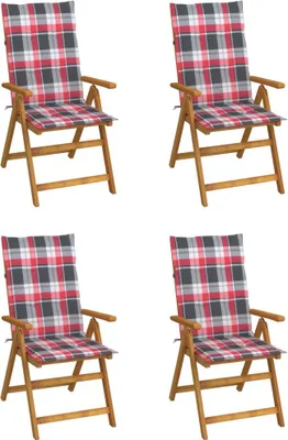 Produktbild von CLORIS Hochlehner Verstellbar 4 Stk. mit Auflagen Massivholz Akazie 3065360