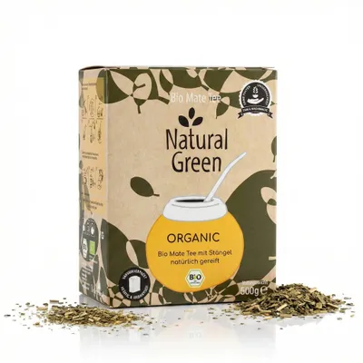 Produktbild von Mate Tee - Natural Green ORGANIC 500g - Mate Tee mit Stängel - 1 Beutel