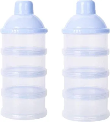 Produktbild von 2 Stück Milch Pulver Spender, Formel Milchpulver-Portionierer für 4 Schicht, Tragbarer Baby Milchpulver Behälter,milchpulver container mit Gleichmacher (Blau)