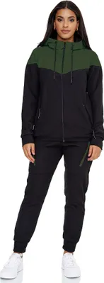 Produktbild von Damen Jogginganzug | Freizeitanzug 984 Schwarz/Oliv XXL