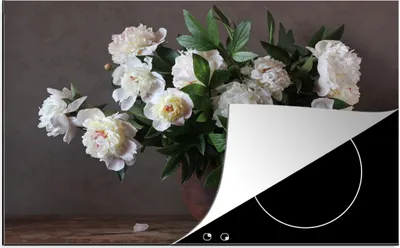 Produktbild von KitchenYeah© Herdabdeckplatte Blumen - Stilleben , 78x52cm, Küche Deko, Glaskeramikkochfeld Herdabdeckung, Abdeckplatte fùr Kochfeld