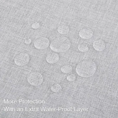 Produktbild von Famanu Tischdecke mit Leinenlook und Lotuseffekt 130 x 160 cm rechteckig - wasserabweisend, schmutzabweisend hellgrau
