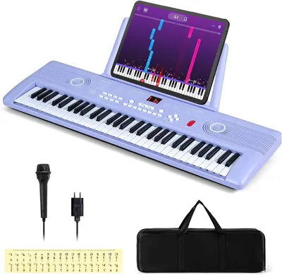 Produktbild von KOMFOTTEU Keyboard Piano 61 Tasten, E-Piano mit Notenständer & Mikrofon