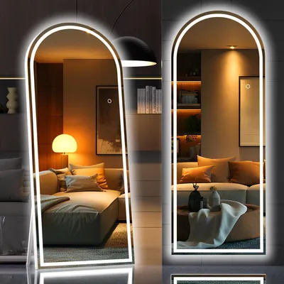 Produktbild von Standspiegel 180x80cm mit LED Beleuchtung 3 Lichtfarben Dimmbar Weiß