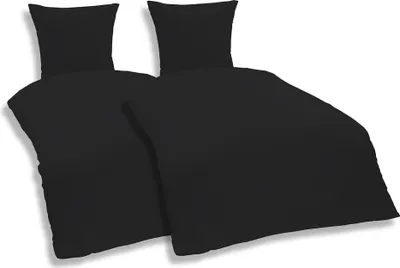 Produktbild von 4 teilige Uni Bettwäsche 135 x 200 cm schwarz Einfarbig Mikrofaser Garnitur