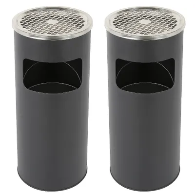 Image de 2 x poubelles en acier inoxydable Poubelle de cuisine Poubelle en métal noir