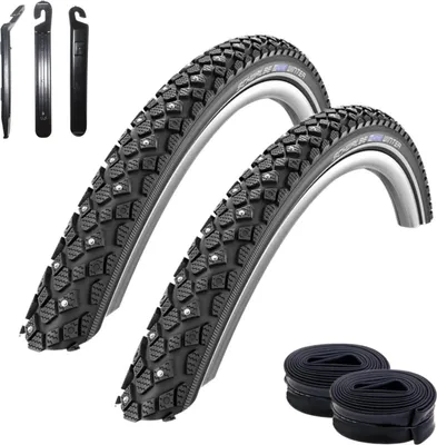 Produktbild von 2 x Schwalbe Winter Fahrradreifen K-Guard Reflex Winterreifen 30-622 (28 x 1,20) + 2 Schwalbe SV17 Schläuche inkl. 3 Reifenheber