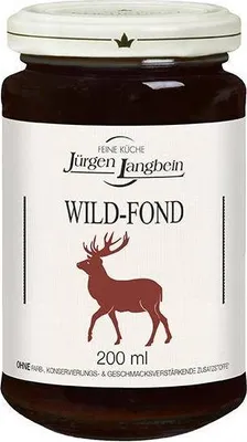 A jar of wild fond with a deer illustration on the label.