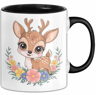 Produktbild von Hirsch Tier Tasse Geschenk Lustige Geschenkidee Spruch (Schwarz)