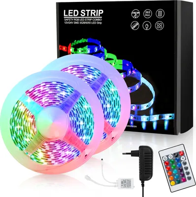Produktbild von Peviasot 10M LED Streifen Leiste set LED Strip LichtBand RGB Lichterkette 30LEDs 5050SMD mit 24 Tasten Fernbedienung