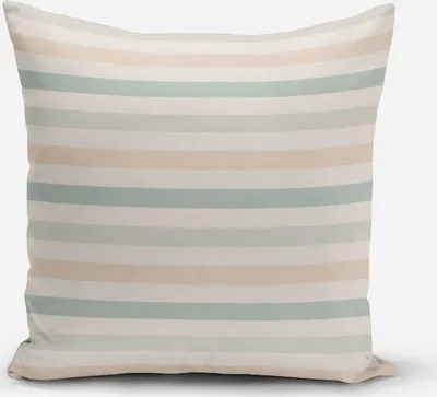 Produktbild von SCHÖNER LEBEN. Kissenhülle Pastell Streifen Querstreifen ecru mintgr Größe 80x80cm (HxB) 80x80cm (HxB) Größe