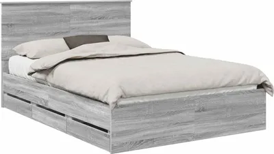 Obrázek produktu pro Rám postele s čelo Šedá Sonoma 160 x 200 cm Inženýrské dřevo