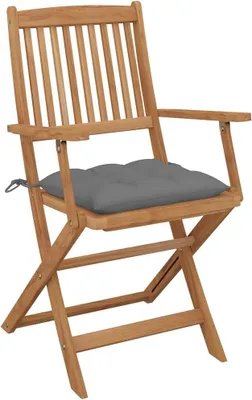 Produktbild von 4 klappbare Gartenstühle aus massivem Akazienholz mit Kissen für Terrasse und Garten