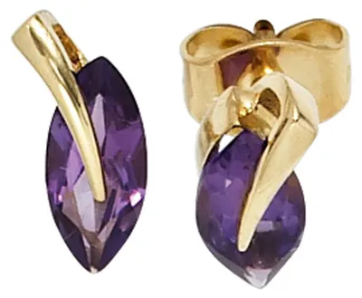 Produktbild von Stecker Ohrstecker mit Amethyst violett 585 Gold Gelbgold Ohrringe für Damen