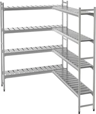 Produktbild von KBS Regaleinrichtung L-förmig 1580x400x1600 mm Aluminium eloxiert PVC bis 75 kg