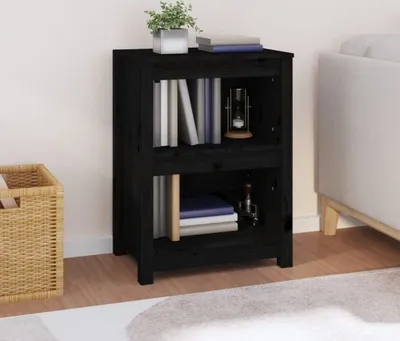 Immagine prodotto di vidaXL Libreria nera 50x35x68 cm in legno di pino massiccio - Libreria - Librerie - Libreria in legno