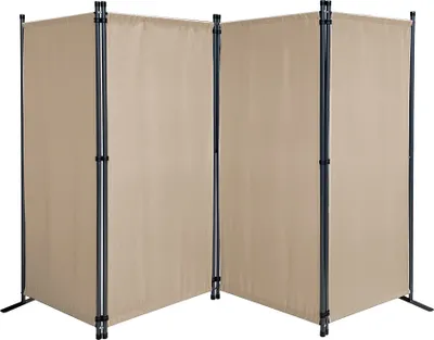 Produktbild von Paravent 4 Teilig 165 x 220 cm Beige - Garten & Balkon Sichtschutz Stellwand Innen & Außen - Raumteiler Trennwand Faltbar Blickdicht & Wetterfest
