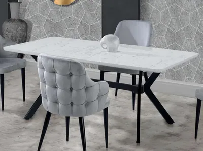 Produktbild von Luxus Esstisch Ausziehbar Esszimmer Tisch Metall Weiß Tische Esstische Möbel