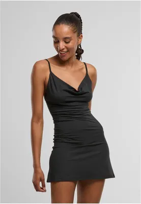 Produktbild von Urban Classics Kurzes Kleid Damen Ladies Mini Waterfall Neckline Dress schwarz S