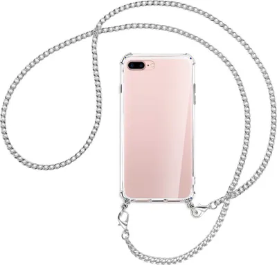 Produktbild von Handykette Backcover-Schutzhülle mit Band (Metall silberfarben) für Apple iPhone 7 Plus / 8 Plus - silberfarbene Kette
