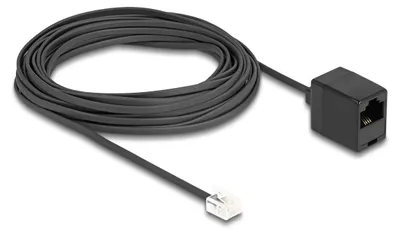 Productafbeelding van Delock telefoonkabel, RJ11-connector naar RJ45-aansluiting, zwart, 10 meter