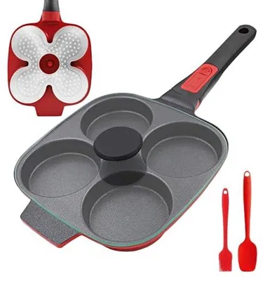 Produktbild von Omeletpfanne mit abnehmbarem Griff und Deckel - 4-fach Antihaft-Pfanne