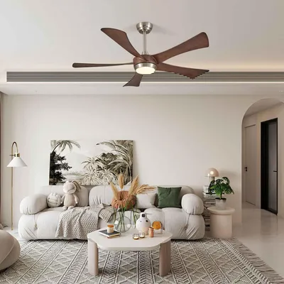 Immagine prodotto di Ventilatore da soffitto AIORBER a LED con luce, 132 cm, dimmerabile, reversibile (estate/inverno), lampada da soffitto con ventilatore per soggiorno e camera da letto, marrone