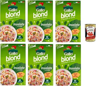 Produktbild von Gallo blond Insalate, 100% Italienischer Reis, Ideal für Salatrezepte, Kochzeit 10 Minuten, 6x 1Kg + Italian Gourmet Polpa di Pomodoro 400g Dose
