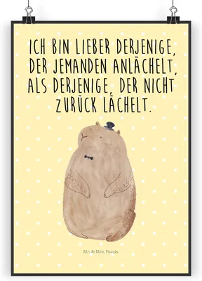 Produktbild von Mr. & Mrs. Panda Bild Murmeltier DIN A5 - Gelb Pastell - Geschenk, Knigge, Fröhlichkeit, Wanddekoration, Freundlichkeit, wanddeko, Anstand, Plakat, drucke, Respekt
