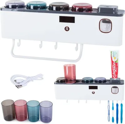 Obrázok produktu pre Verk 24191 Držiak na zubné kefky s dávkovačom pasty a UV sterilizátorom