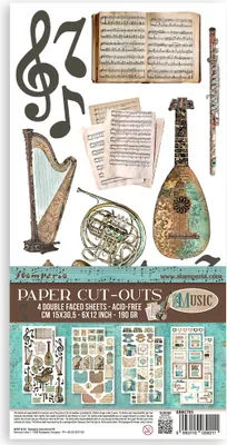 Produktbild von STAMPERIA INTERNATIONAL Motivpapier Music, beidseitig bedruckt, 15,0 x 30,5 cm, 190 g/m², 4 Blätter