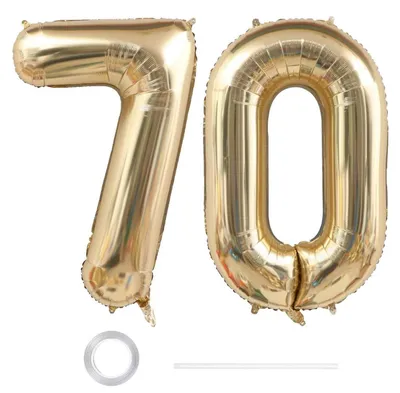 Zdjęcie produktu dla Balon foliowy XXL, 70 urodziny, dekoracja, jasny złoty kolor, 40 cali