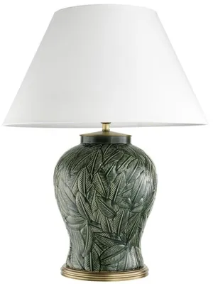 Image de Casa Padrino Luxe Lampe de Table Céramique Vert / Laiton Antique - Meubles de Salon