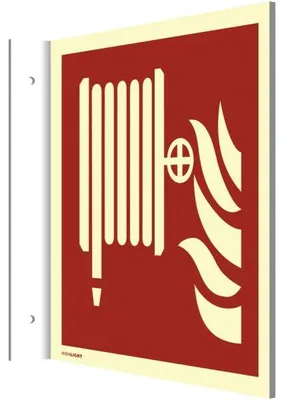 Produktbild von Dreifke® Fahnenschild Löschschlauch ISO 7010, Kunststoff, nachleucht., 160-mc...