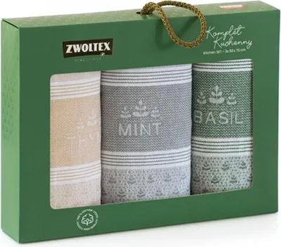 Obrázek produktu pro Sada utěrek, vysoká kvalita, 3 kusy, balzamické bylinky, zeleno-šedá