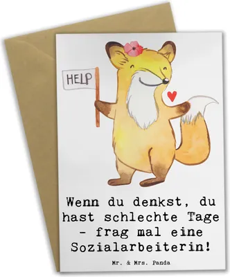 Produktbild von Mr. & Mrs. Panda Grußkarte Sozialarbeiterin Stärketage - Weiß - Geschenk, Beruf, Dankeschön, genesungskarte, einladungskarten, Beratung, Berufsgestaltung, neujahrskarte