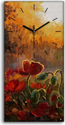 Produktbild von Wandkunst Leinwand Bild Uhr Geräuschlos 30x60 Ölgemälde Florale Blumen Kunst - schwarze Hände