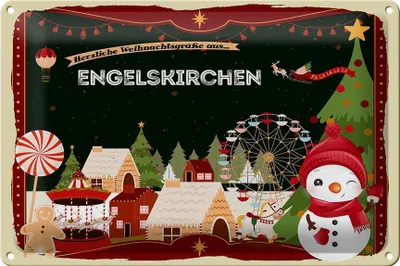 Produktbild von Blechschild Weihnachten Grüße ENGELSKIRCHEN 30x20cm