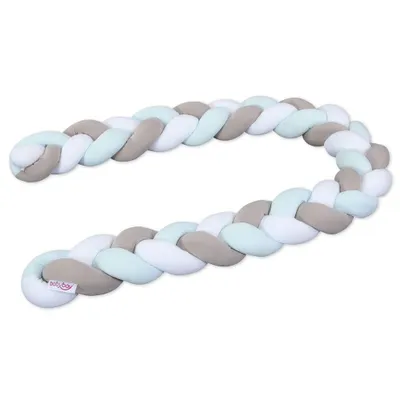 Produktbild von babybay Nestchenschlange geflochten passend für Kinderbetten, weiß/beige/aqua